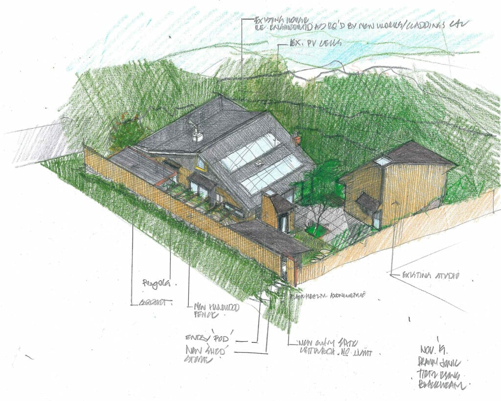 Sketch of Blue Mountains architectural renovation